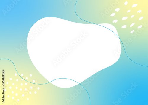 流体シェイプフレーム　青と黄色のグラデーション背景
Fluid shape frame blue and yellow gradient background