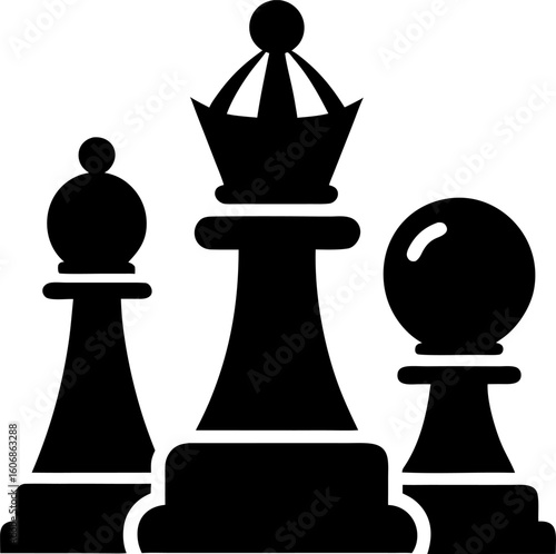Pawn chess pieces black silhouette vector icon