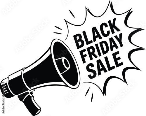 Black friday sale announcement megaphone silhouette