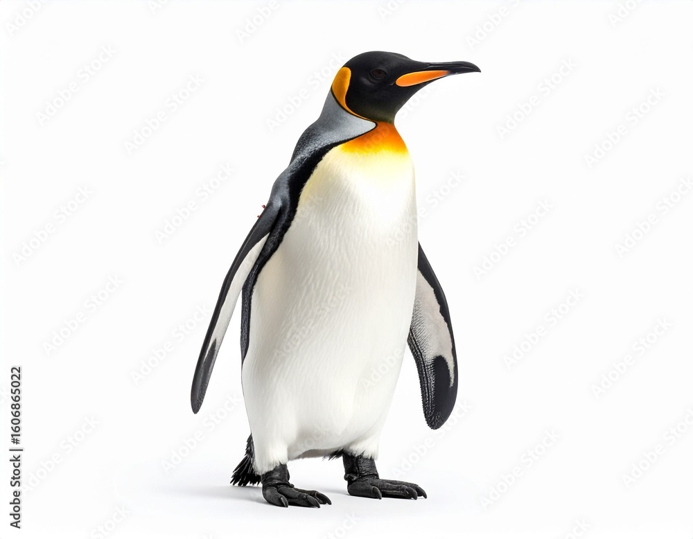 Fototapeta premium King Penguin Standing on White Background