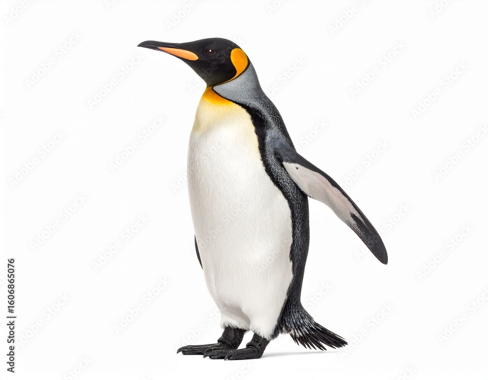Fototapeta premium King Penguin Standing on White Background