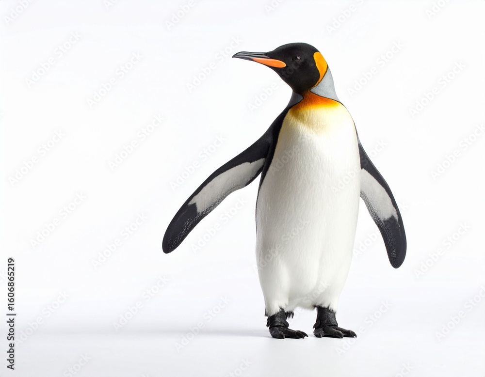 Fototapeta premium King Penguin Standing on White Background