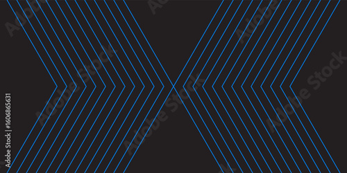 Modern abstract geometric pattern featuring symmetrical blue lines forming an "X" shape on a dark black background. Clean and futuristic design suitable for technology themes