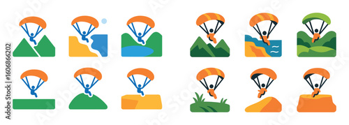 Paragliding Icon Set