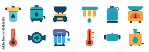 Colorful Cafe Equipment Icons