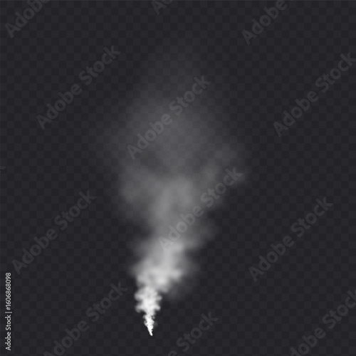Smoke cloud isolated in transparent background. White realistic steam