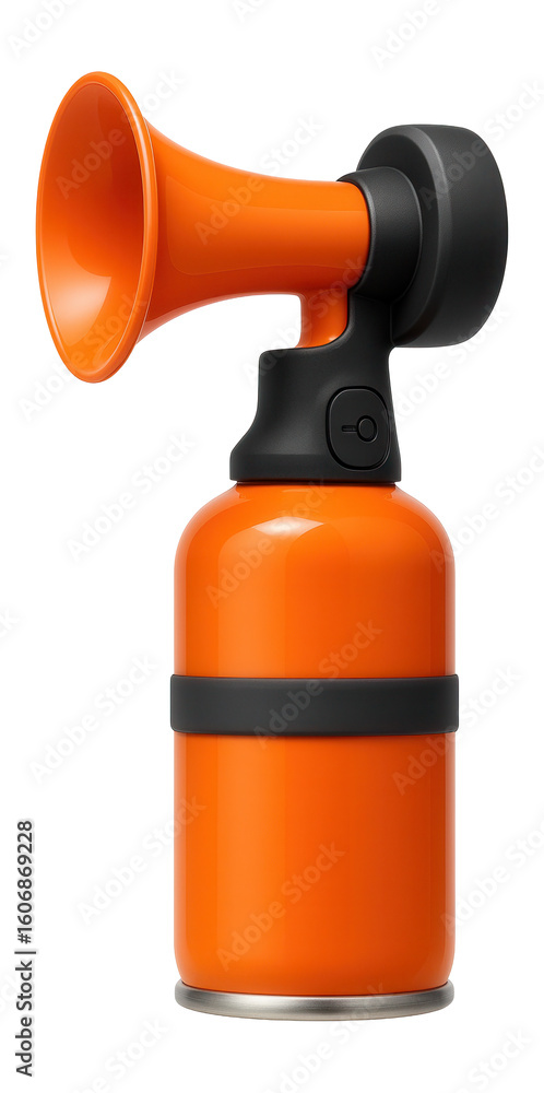 Fototapeta premium Handheld air horn with a bright orange canister and push-button trigger