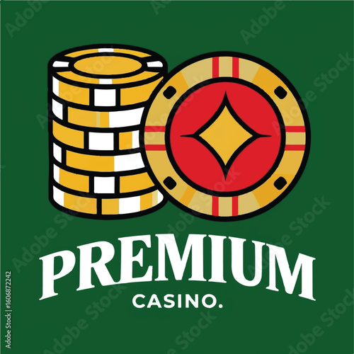 Premium Casino Logo with Poker Chips and Roulette Wheel – Vector Design for Gambling, Gaming & Branding Use