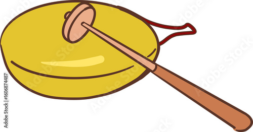 Photography kkwaenggwari with stick korean music instrument clipart