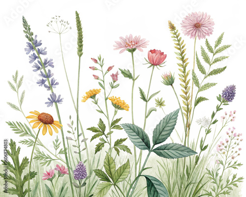 Wallpaper Mural Watercolour floral illustration set Torontodigital.ca