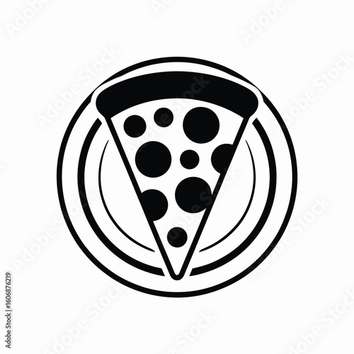 Simple black and white pizza slice icon