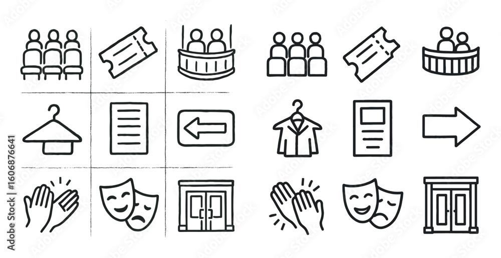 Fototapeta premium Theater Icon Grid