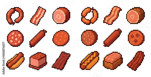 Pixel Art Meat Icons