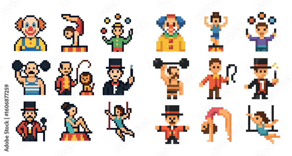 Fototapeta premium Pixel Circus Icons