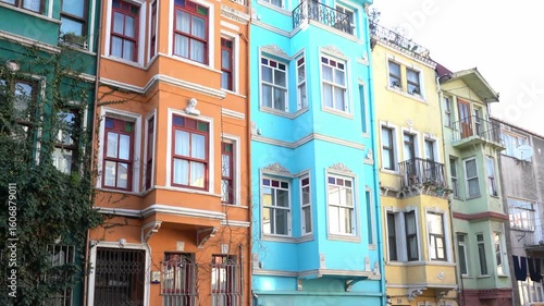 Colorful houses in Balat neighborhood in Istanbul, Turkey