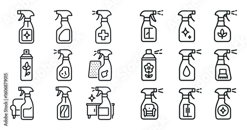 Minimalist Cleaning Sprays Icons