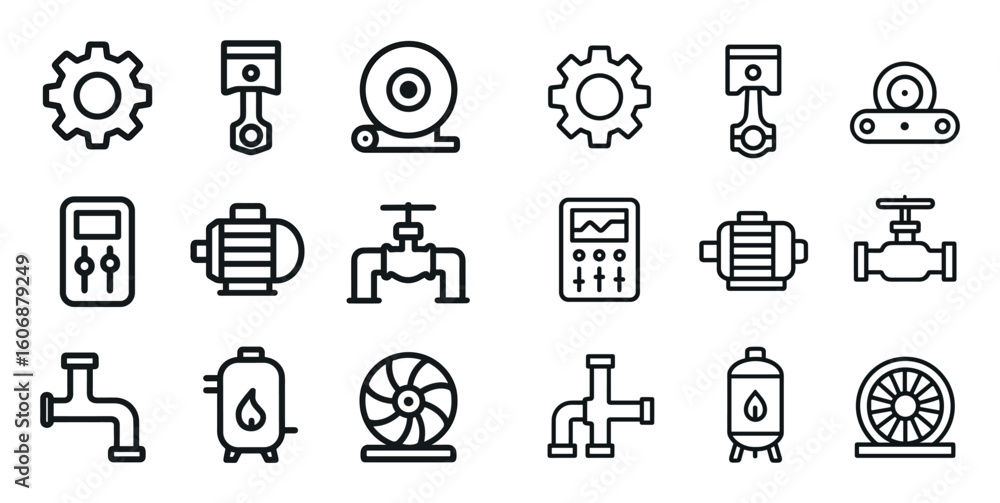 Fototapeta premium Factory Line Icons