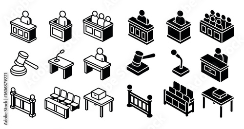 Isometric Courtroom Icons