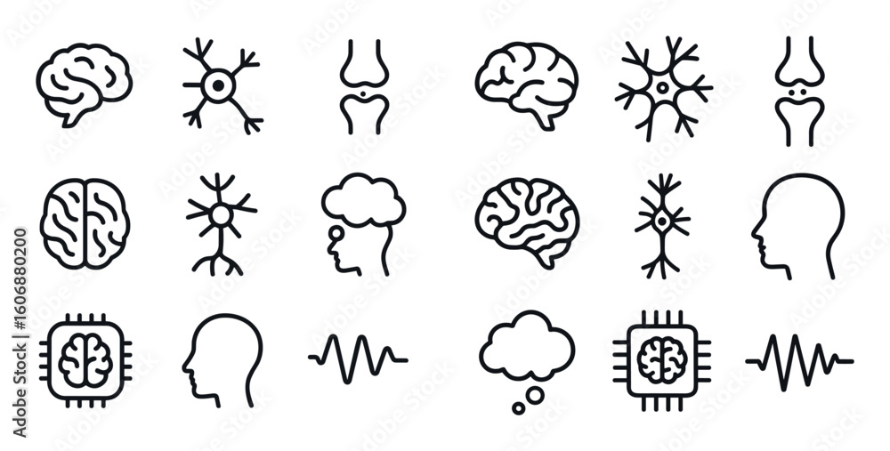 Fototapeta premium Minimalist Brain Icon Grid