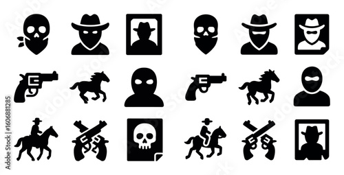 Western Outlaw Icon Set