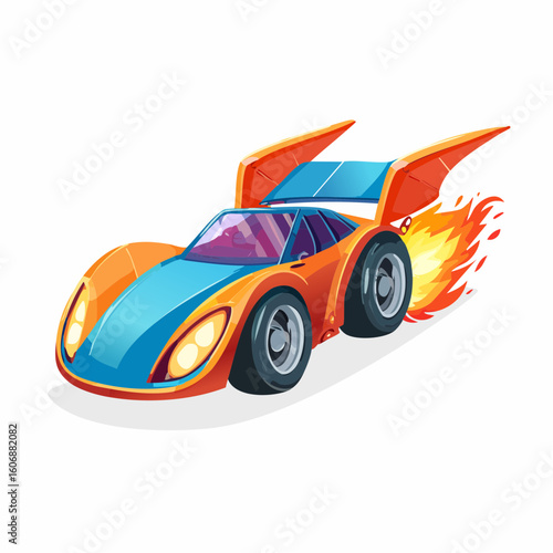 Speeding Racecar: This dynamic vector illustration showcases a vibrant racecar blazing down the track, capturing speed, power, and the thrill of competition.