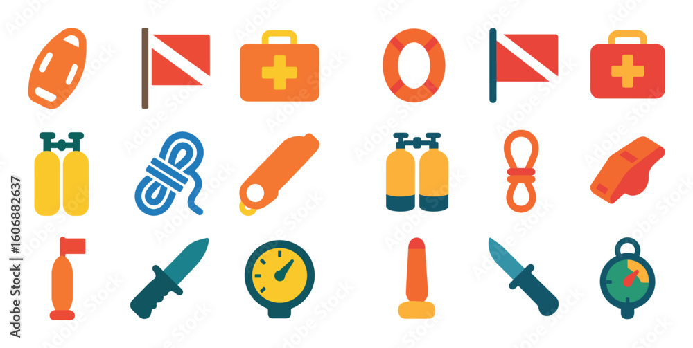 Fototapeta premium Diving Safety Icons