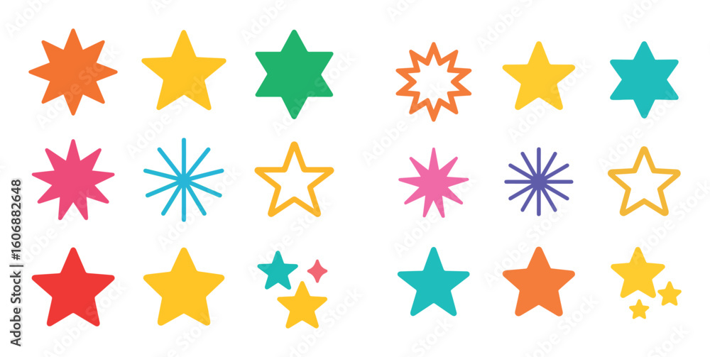 Fototapeta premium Colorful Star Icons Grid