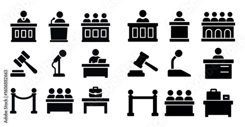 Courtroom Icon Set