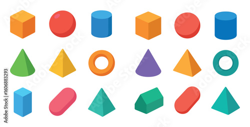 Colorful 3D Shape Icons