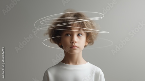 A child surrounded by chaotic swirls, representing ADHD and creativity in a vibrant image. ADHD Awareness