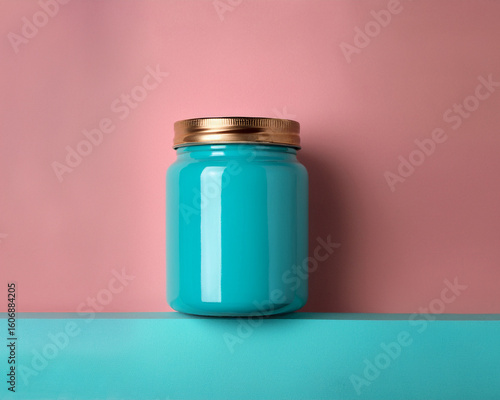 Three jars and a medicine bottle are isolated on a white background, each containing a red liquid