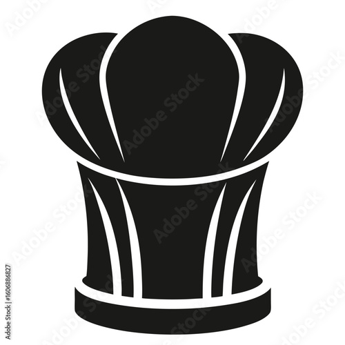 Classic black silhouette of a traditional chef s toque blanche hat symbolizing culinary expertise and professional cooking