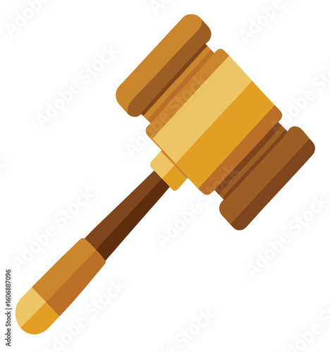 An isolated hammer and nail lie on a wooden surface against a white backgroundAn isolated hammer and nail lie on a wooden surface against a white background