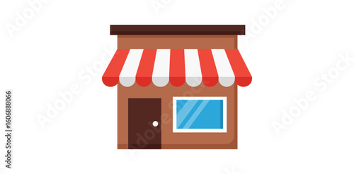 Small store shop building vector illustration representing local business retail market storefront shopping commerce service or physical location concept
