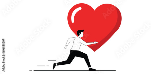 heart,run,action modern flat vector illustration for passion motivation goal achievement success personal development design vector graphic for wellness app