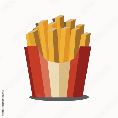 Crispy golden French fries served in a red cardboard container a delicious fast food treat perfect for snacking or a meal side