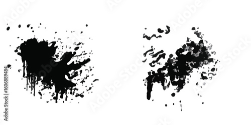 ink blots and splats. detailed ink splats Hyperrealistic Highly Detailed Isolated On Transparent Background	
