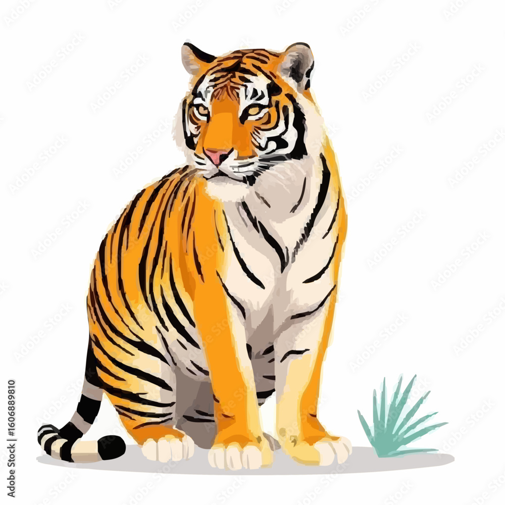Obraz premium Elegant Sitting Tiger Vector Illustration