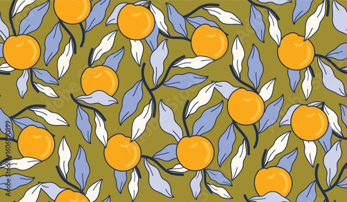 seamless orange floral pattern