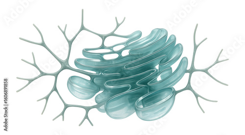 Endoplasmic reticulum within the neuron, appearing as a network of membranous tubules and sacs