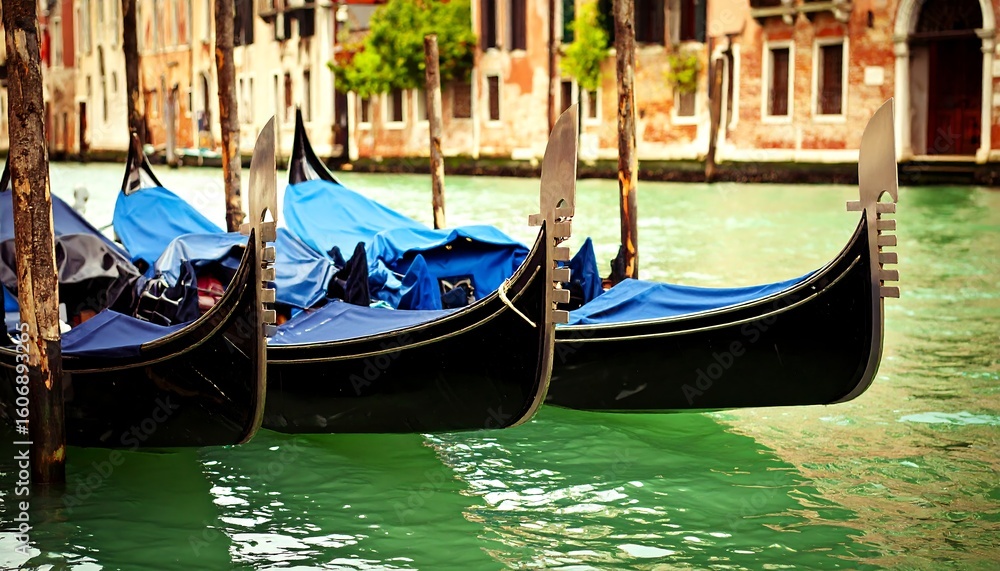 Fototapeta premium Venetian Gondolas on a Canal