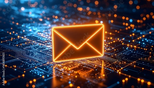 Email symbol on circuit board