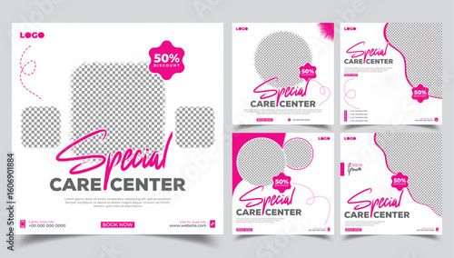 The luxury, clean, modern, creative, beauty center, med & spa social media post design template. Use for any beauty or fashionable commercial business purpose.