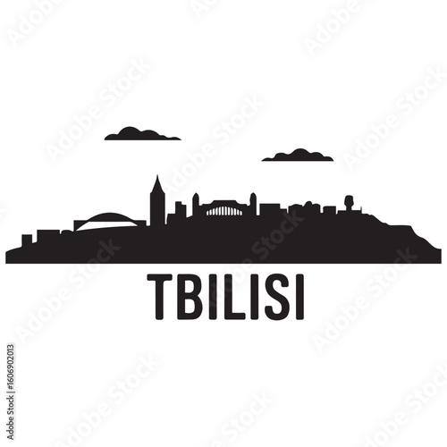 Tbilisi skyline horizontal banner. Tbilisi, Georgia. Vector template for your design. Vector black silhouette. with white background