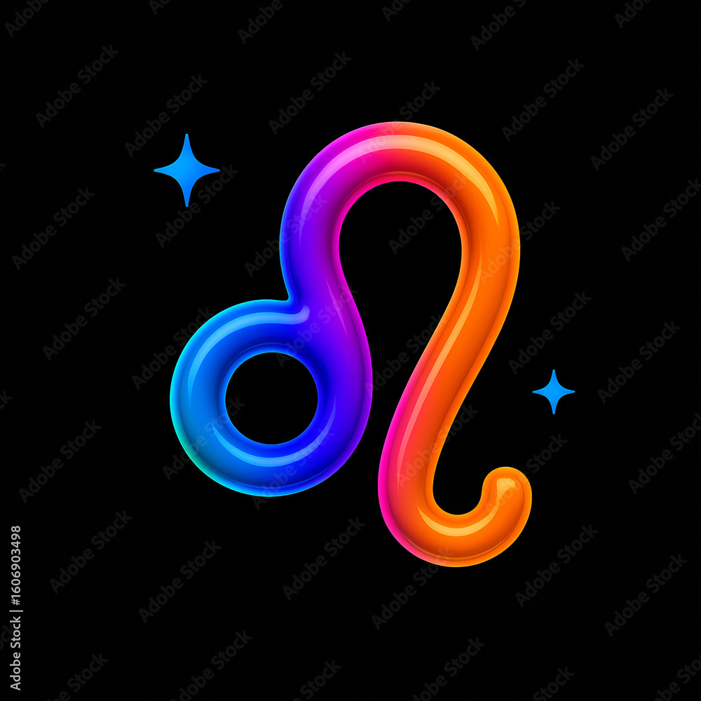 Obraz premium Pisces zodiac sign in vibrant colors on a black background 