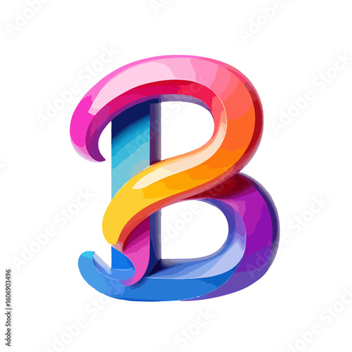 Vector art of a vibrant 3d rendering of the letter b on a white background