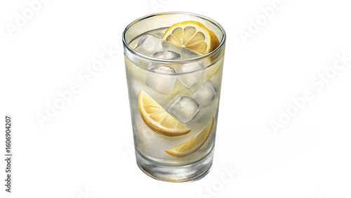 Wallpaper Mural Refreshing Cold Lemonade Beverage with Ice Cubes and Lemon Slices in a Tall Glass Torontodigital.ca