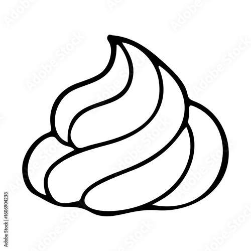whipped cream outline icon line art, black and white doodle style. Ideal for logo, tattoo, app, coloring book, web design, infographics, banner, poster, and more. Vector illustration