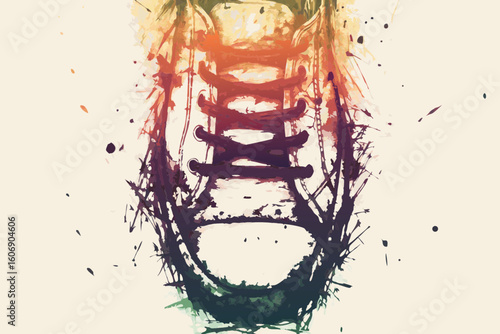 Colorful sneaker design, in artistic style, for fashion branding