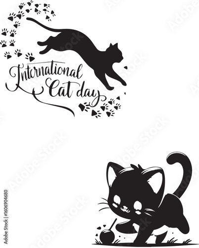 Photography World cat day, international cat day illustration cat day poster vector internat